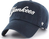 NY Yankees Script Clean Up Adjustable Cap - Navy Dad Hat