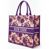 New York Floral Purple Book Tote Bag