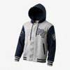 New York Chenille Varsity Hooded Jacket - Grey/Navy