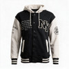 New York Chenille Varsity Hooded Jacket - Black/White