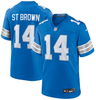 Amon-Ra St Brown Youth Jersey - Lt Blue Detroit Lions Kids Nike Game Jersey
