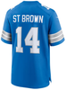 Amon-Ra St Brown Youth Jersey - Lt Blue Detroit Lions Kids Nike Game Jersey - back