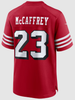 Christian McCaffrey Youth Jersey - Red SF 49ers Kids Nike Game Jersey - back
