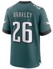 Saquon Barkley Youth Jersey - Teal Philadelphia Eagles Kids Nike Game Jersey - back
