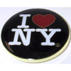 I Love NY Black Round Metal Magnet