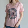 New York Liberty Emblem Pink Ladies V-Neck