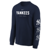 Yankees Repeater Long Sleeve Youth T-Shirt - Navy - front