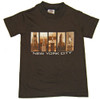NYC Iconic Windows Brown Kids T-Shirt - flat