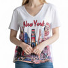 I Dream of Times Square Rhinestone Ladies V-neck T-Shirt