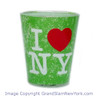 I Love NY Distressed Shot Glass  Green