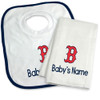 Boston Red Sox B Personalized Bib and Burp Cloth Gift Set