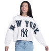 NY Yankees Bleachers Ladies Cropped Pullover - White