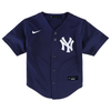 NY Yankees Kids Button Down Cool Base Jersey - Navy - front