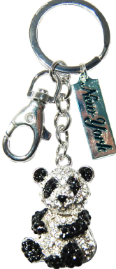 Butterfly Green/Clear Key Ring with Gold Diamonds & New York Tag