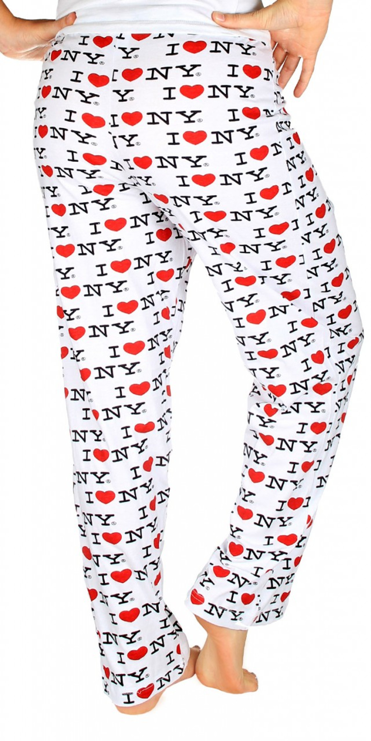 I Love NY White All-over Print Pajama Pants