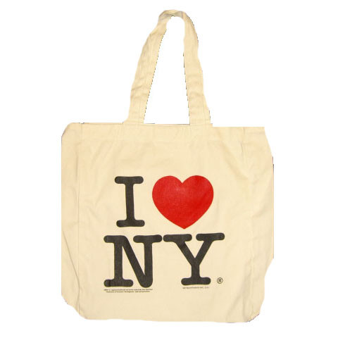 I Love NY White Canvas Tote Bag