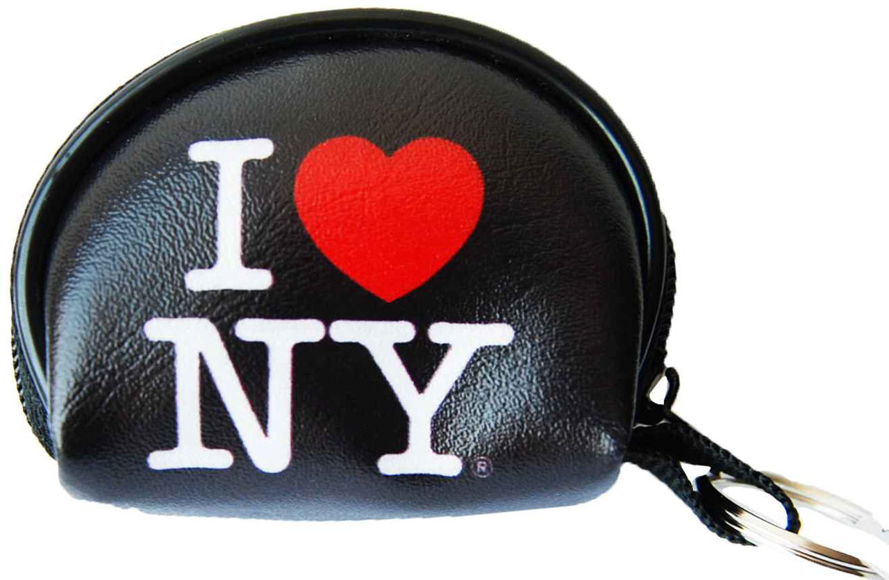 I Love NY Black Dome Coin Purse with Key Chain
