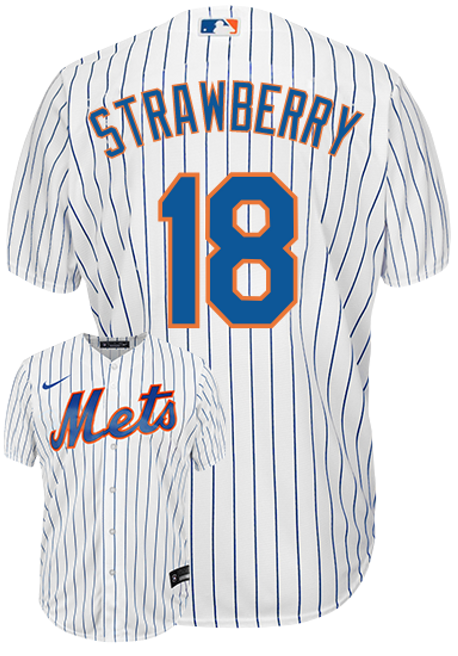 New York Mets No18 Darryl Strawberry White(Blue Strip) Home Women's Stitched MLB Jersey