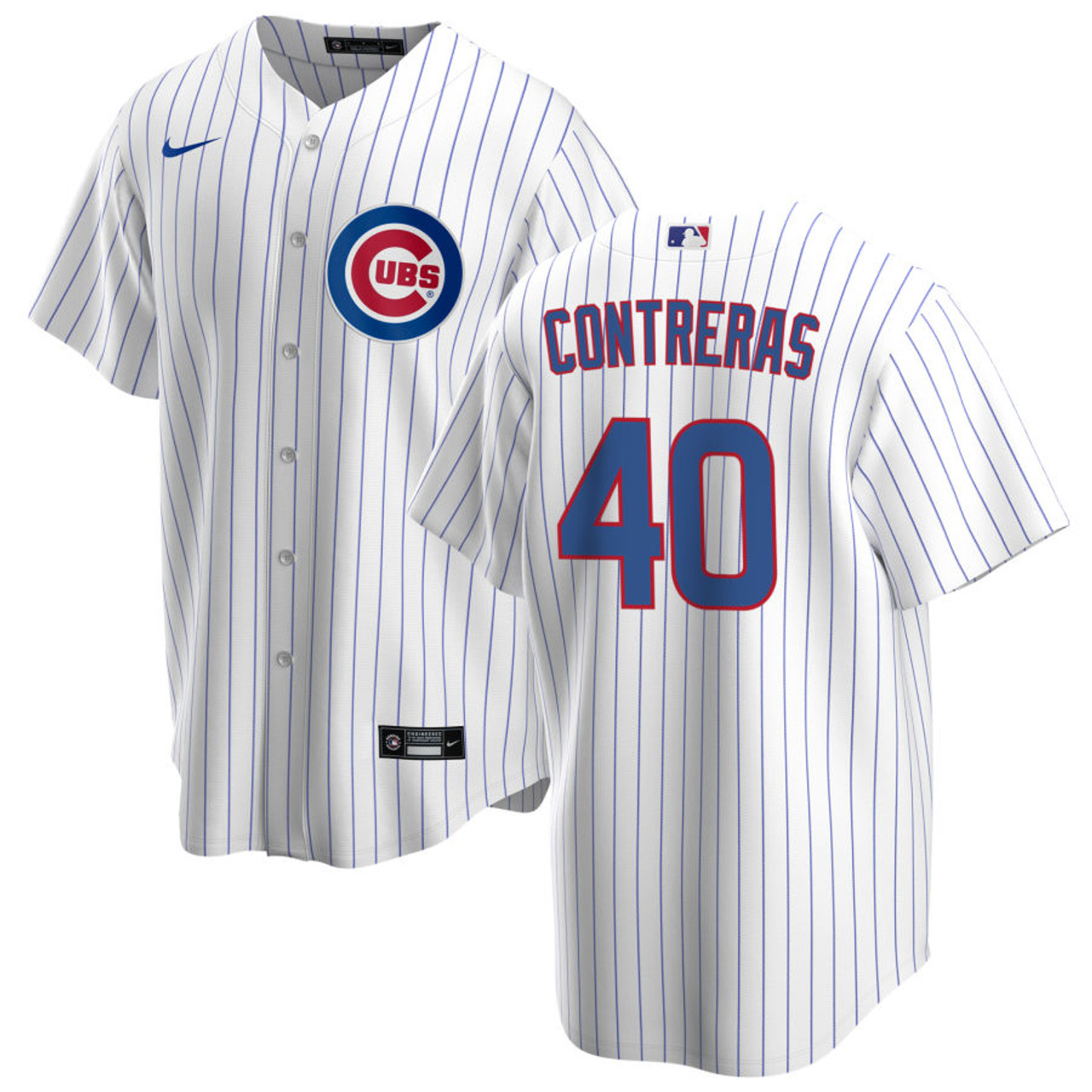 Cubs No40 Willson Contreras White(Blue Strip) Cool Base Stitched Youth Jersey