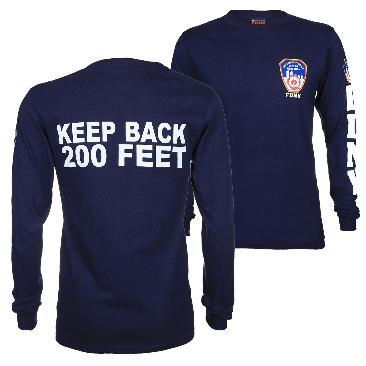 FDNY Navy Keep Back 200 Feet Long Sleeve Tee Shirt