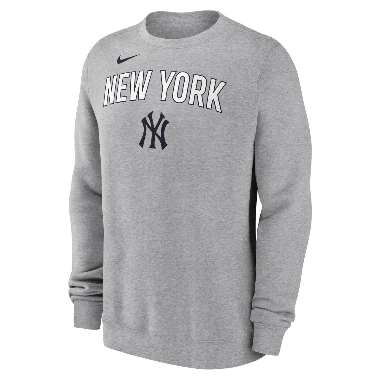 NY Yankees Embroidered Crewneck Pullover Fleece - Grey