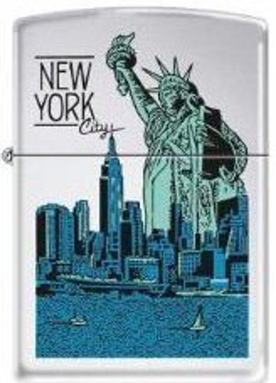 NYC Liberty Skyline Polish Chrome Zippo