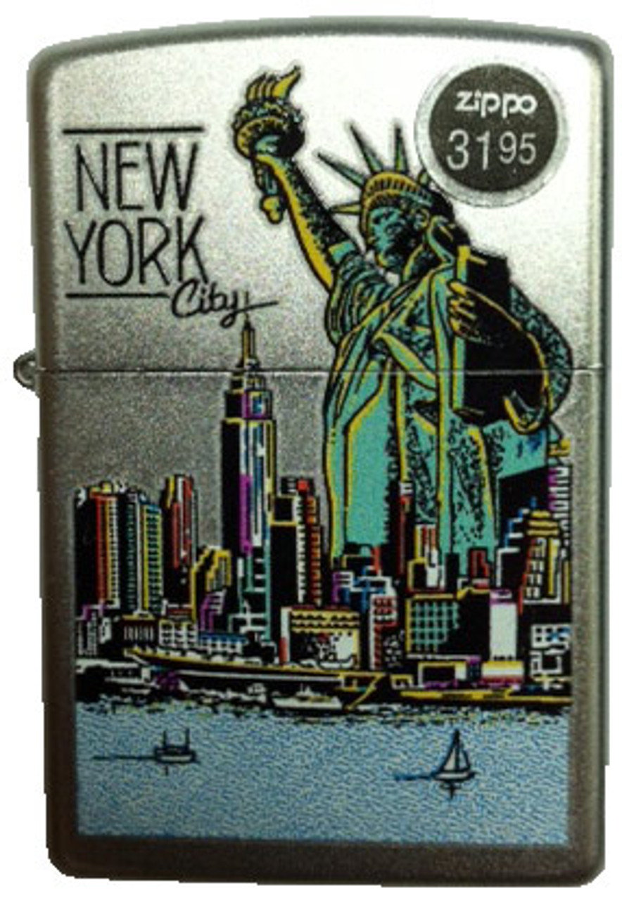 NYC Liberty Skyline Satin Chrome Zippo