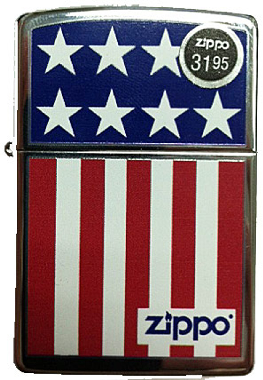 US Flag Stars and Stripes Polish Chrome Zippo