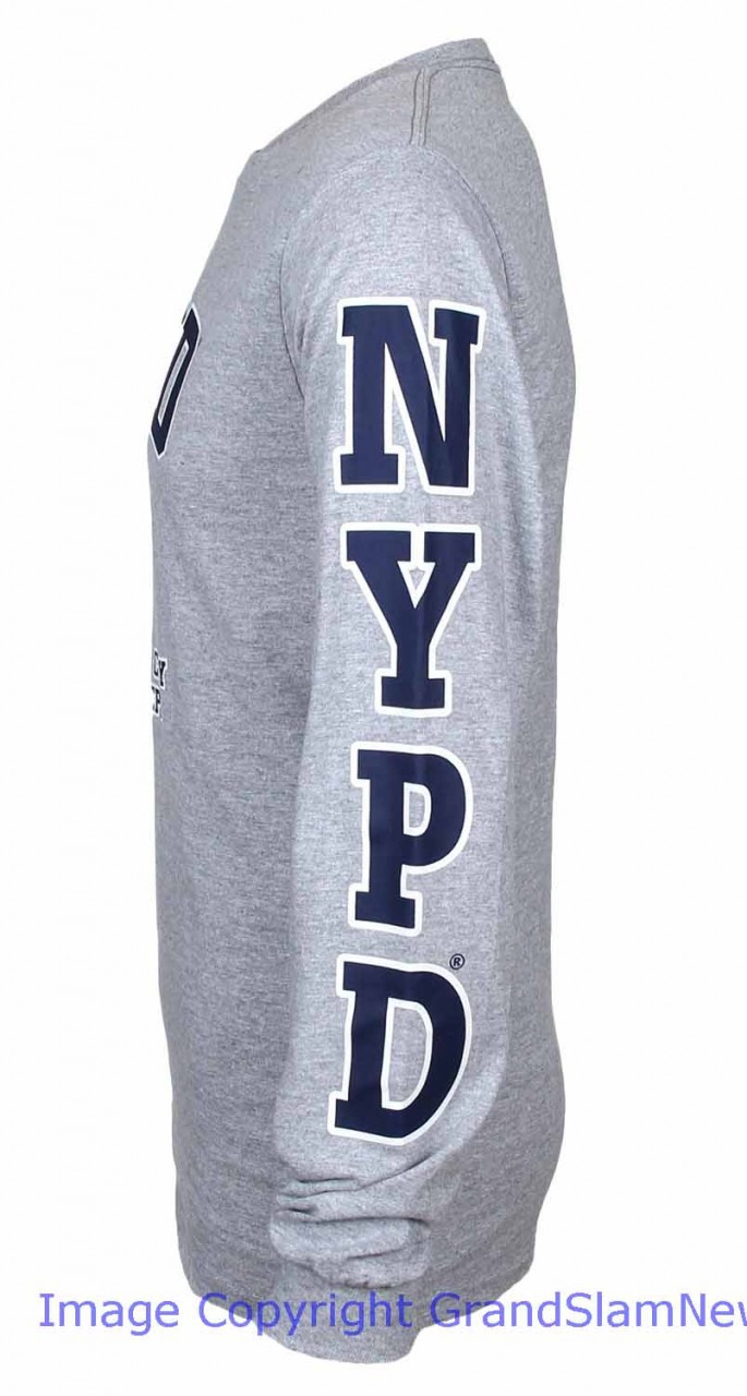 NYPD Full Chest and Sleeve Long Sleeve T-Shirt - Grey