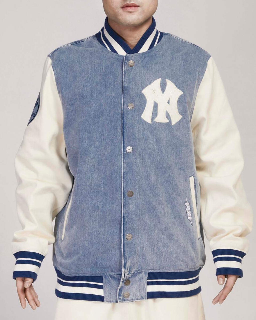 Men's Starter Navy/Cream New York Yankees Vintage Varsity Satin Full-Snap  Jacket