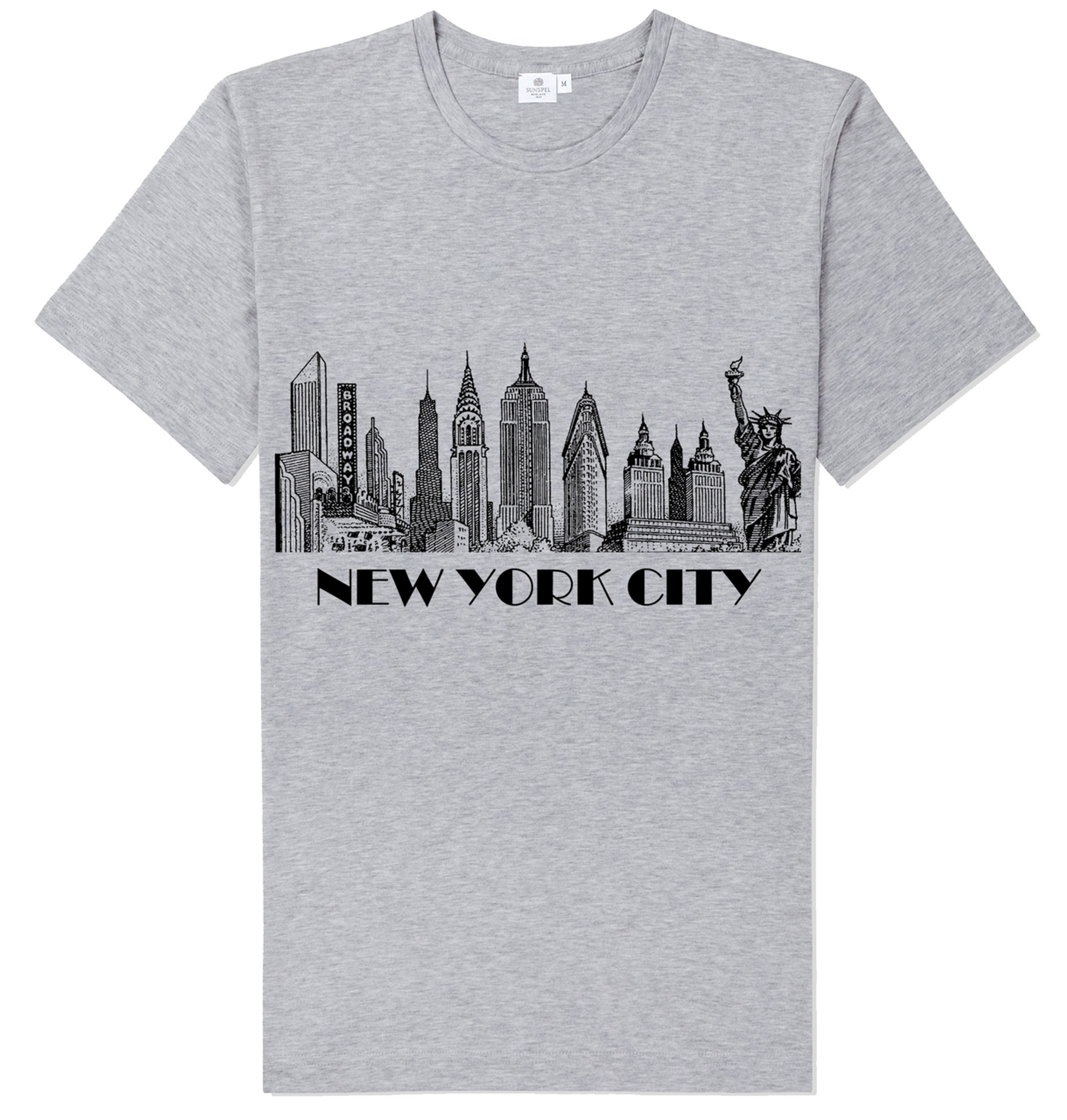 New York Embroidered Charcoal Ringer Tee Shirt