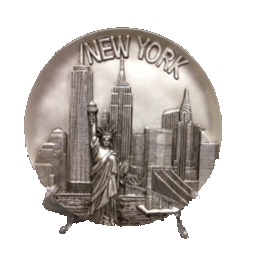 New York Statue of Liberty & Buildings Souvenir Plate- Silver 8"