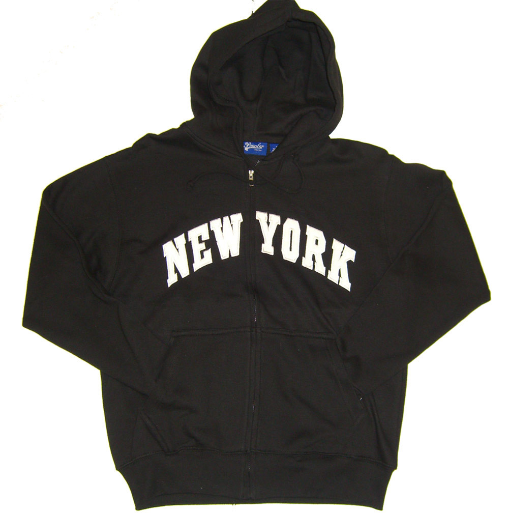 New York Black Zipper Hoodie