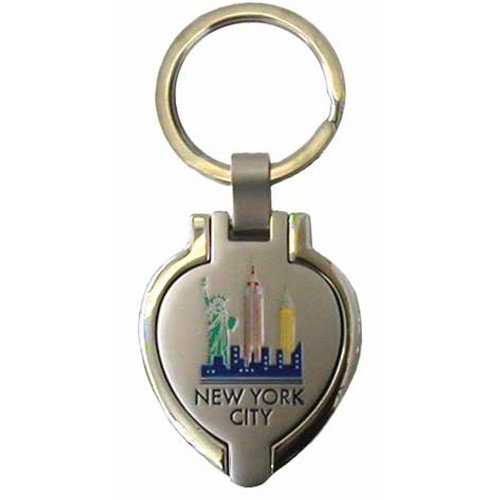 NYC Colorful Skyline Heart Shaped Keychain