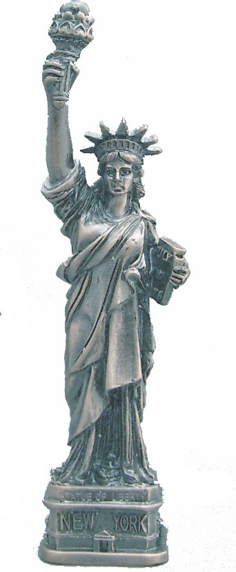 10 Inch Pewter Statue of Liberty with Clock Base