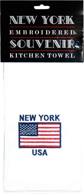 NY American Flag Embroidered Kitchen Towel