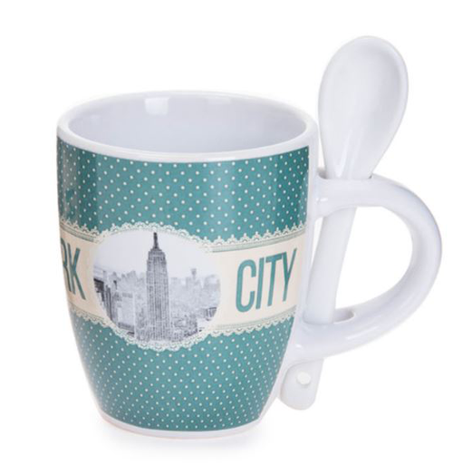 New York Polka Dotted Mug- Green Base