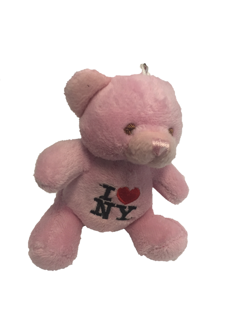 I Love NY Pink Plush Teddy Bear Key Chain