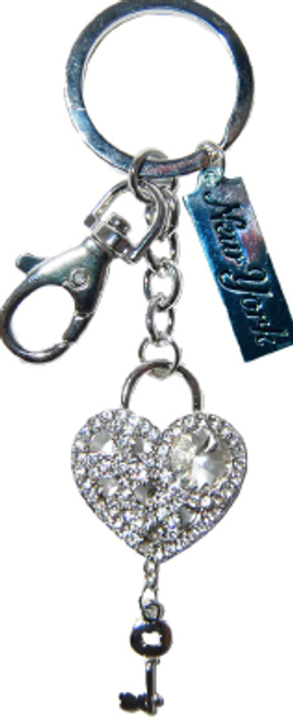 Heart with Key Diamond Key Ring & New York Tag