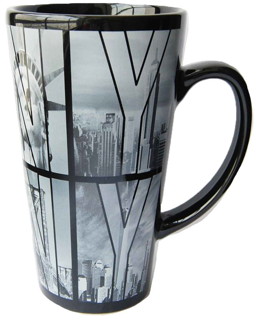 Black B&W NY Photo Window Letters Java Mug 