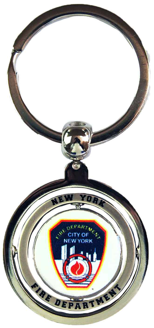 FDNY White Double Sided Spinner Key Ring 