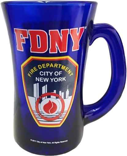 FDNY Cobalt Blue Shield/Logo Beer Mug