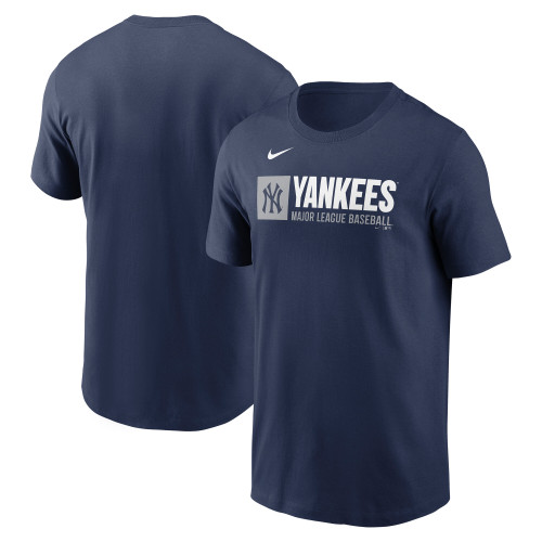 NY Yankees Logo Swoosh Lockup Adult T-Shirt - White