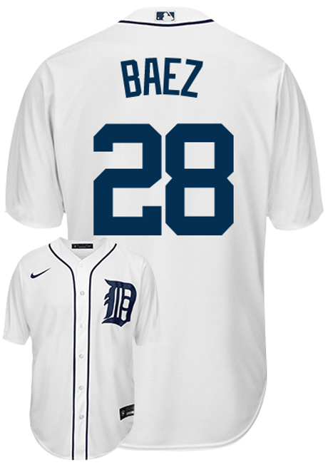 Men's Nike Javier Baez White Detroit Tigers Home Replica Player Jersey Size: Large