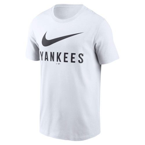 NY Yankees Logo Swoosh Lockup Adult T-Shirt - White