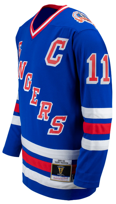 Mark Messier Rangers Jersey - Blue 1993-94 Blue Line Throwback Jersey - side