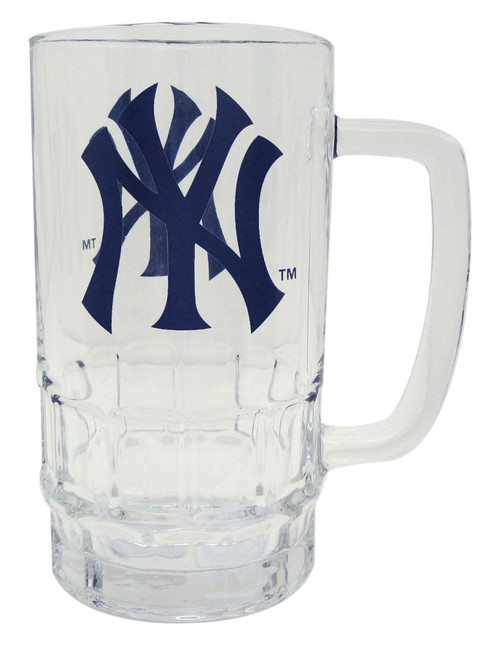 NY Yankees Glass Beer Mug - NY logo