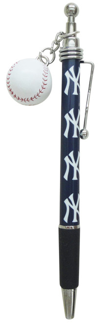 NY Yankees Dangling Baseball Charm Pen - Navy