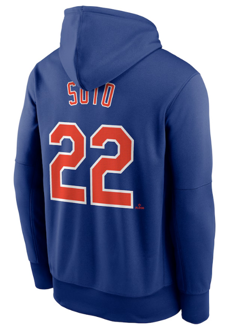 Juan Soto Hooded Sweatshirt - Blue NY Mets Adult Pullover Hoody - back