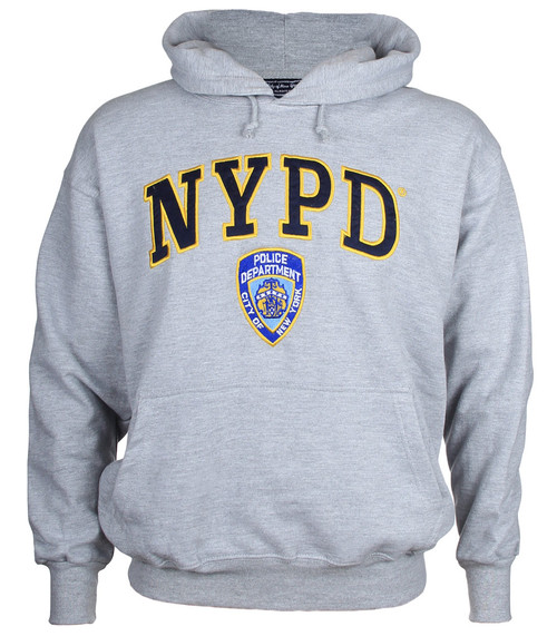 NYPD Embroidered Ash Hooded Sweatshirt